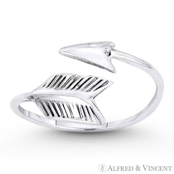Arrow & Quill Archery Charm Bypass Ring in .925 Sterling Silver - Size 6 - Picture 1 of 1